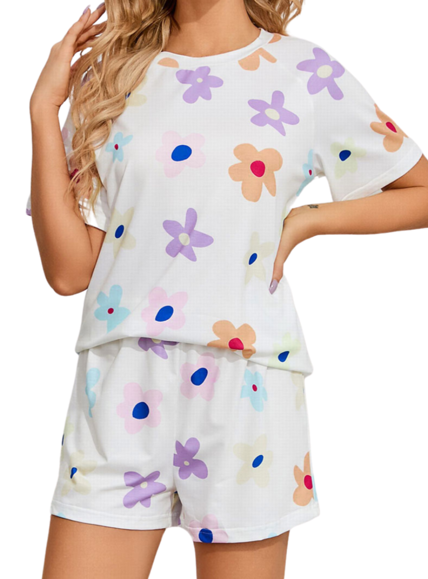 Floral Round Neck Raglan Sleeve Lounge Set - Whimsical Appalachian Boutique