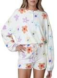 Printed Quarter Button Long Sleeve Pajama Set - Whimsical Appalachian Boutique