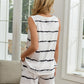 Striped Round Neck Tank & Shorts Lounge Set - Whimsical Appalachian Boutique