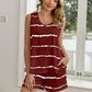 Striped Round Neck Tank & Shorts Lounge Set - Whimsical Appalachian Boutique