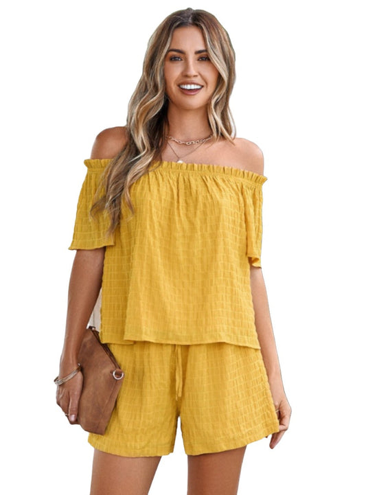 Off-Shoulder Two Piece Top & Shorts Set - Whimsical Appalachian Boutique