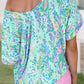 Bright multi-color off-shoulder blouse with loose fit