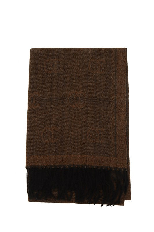 Double C Pattern Scarf with Fringe