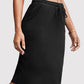 Stylish black skirt featuring a drawstring waist.