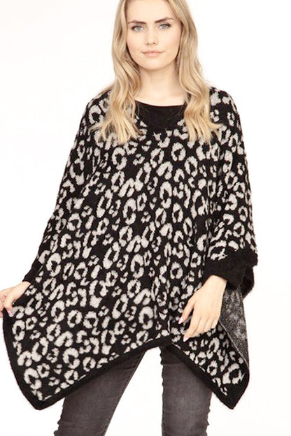 Cozy Leopard Print Poncho