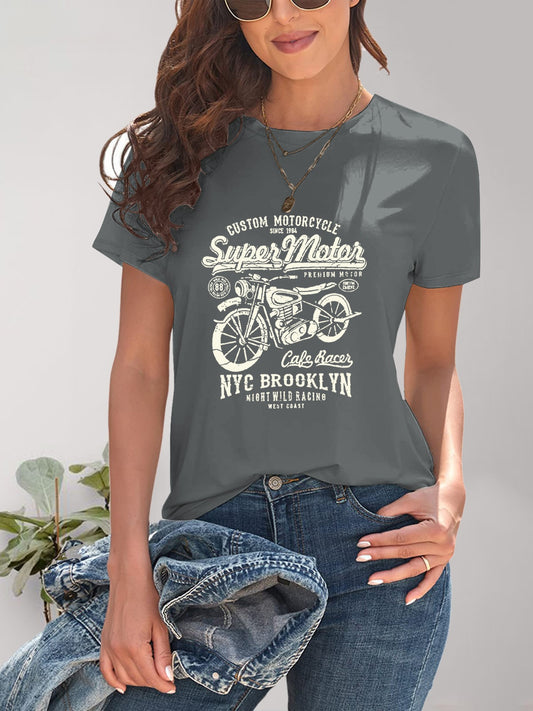 Gray graphic tee with Super Motor print