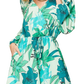 Chic floral romper with pockets, perfect for all-day style and comfort. Versatile, breathable, easy-care. Available in green and blue.