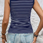 Navy and white nautical theme round neck tank top