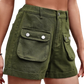 Shop the versatile Cuffed Denim Shorts in sand, green, or black. Perfect blend of style, comfort, and utility for your everyday adventures.