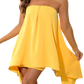 Embrace elegance with our Strapless Slit Layered Dress, perfect for any summer event. Stand out with its vibrant yellow and chic design.