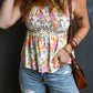 Floral Print Smocked Square Neck Cami