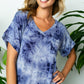 Blue tie-dye plus size V-neck tee