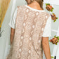 Casual beige snakeskin print T-shirt with V-neck