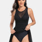 Black sleeveless swim dress ideal for poolside lounging