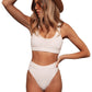 Stylish Scoop Neck Two-Piece Swim Set with wide straps for comfort. Available in 5 colors for the perfect beach day look.