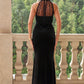 Lace Detail Halter Neck Formal Maxi Dress