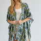 Blue and green lightweight kimono with vibrant geometric patterns