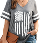 Stylish Plus Size V-Neck Tee with a bold US flag design, offering comfort and patriotism in a flattering fit for all occasions.