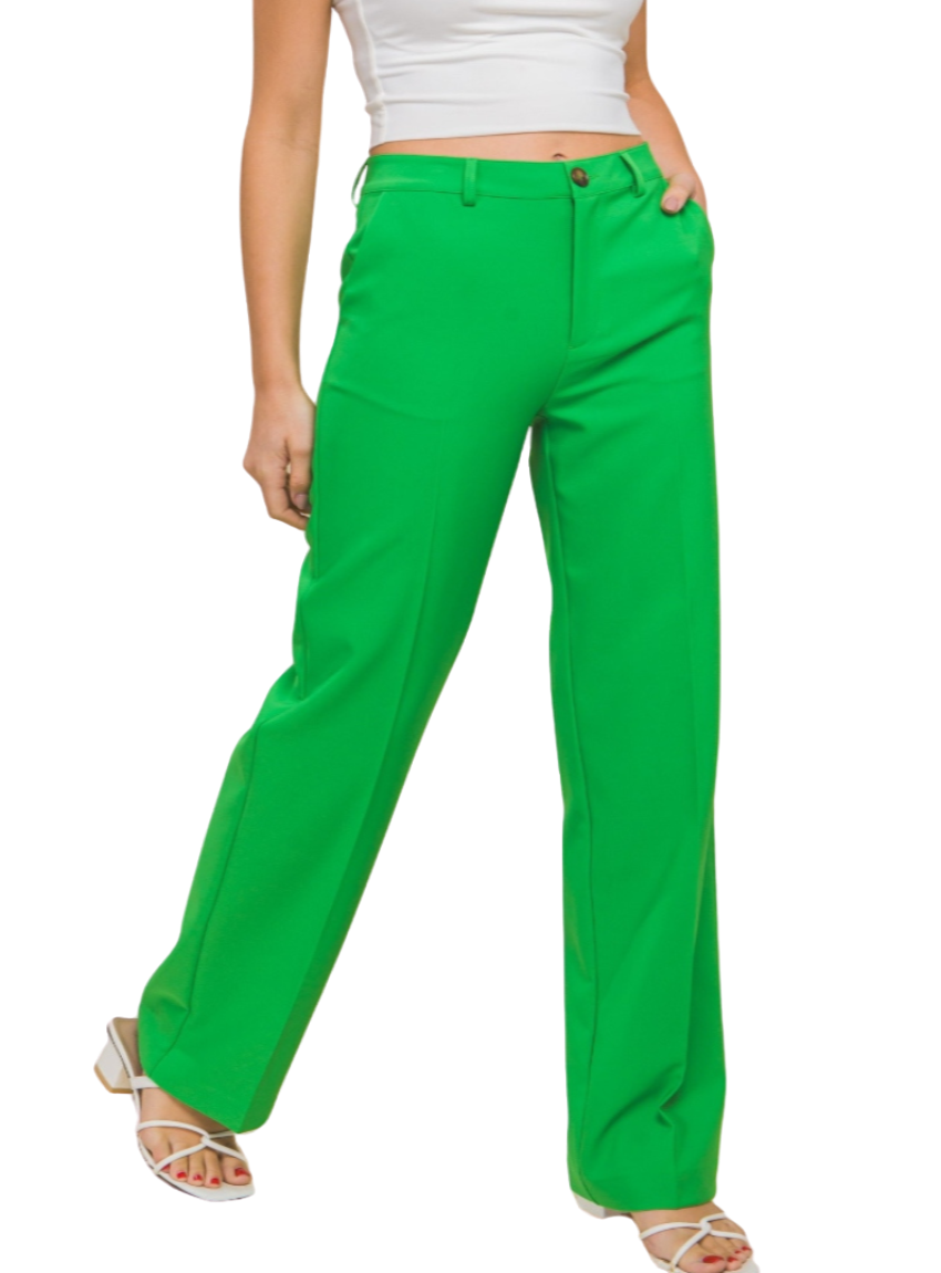 Embrace elegance with Love Tree's High Waist Straight Pants, perfect for versatile styling and a flattering fit. Shop the bold look!