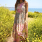 Lightweight floral and geometric boho style maxi dress
