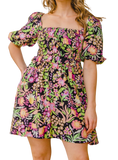 Brighten your wardrobe with ODDI's Floral Tie-Back Mini Dress - a perfect blend of comfort, style, and vibrant floral elegance