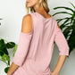 Plus size cold shoulder top in pale pink with cut-out shoulders