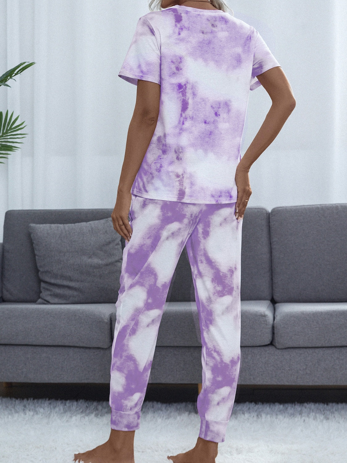 Cozy up in style with our purple tie-dye lounge set, perfect for relaxing days or casual outings. Comfort meets chic in every wear.