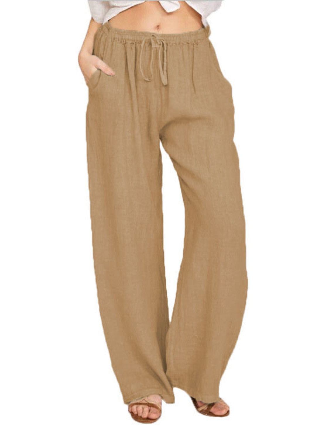 Straight Leg Drawstring Pants with Pockets