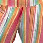 Vibrant rainbow stripe pants in plus sizes, perfect for casual wear.