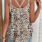 Adjustable strap beige leopard print tank top.