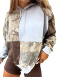 Camo Drawstring Patchwork Hoodie