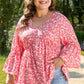 Plus Size Floral V-Neck Blouse – Flowy Flared Sleeve