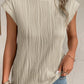 Textured Round Neck Cap Sleeve T-Shirt