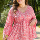 Plus Size Floral V-Neck Blouse – Flowy Flared Sleeve