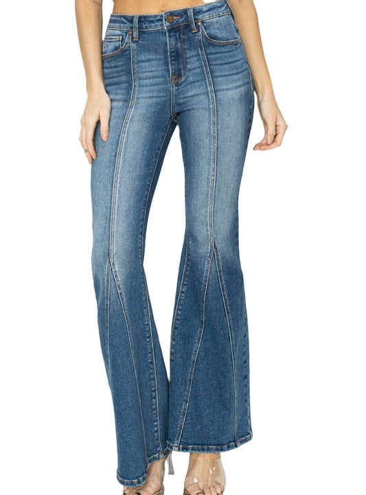 RISEN High Rise Front Seam Detailed Flare Jeans