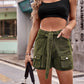 Elevate your style with our Tie Front Denim Shorts, available in sand, army green, and black. Perfect for a chic, versatile summer look.