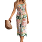 Stylish Printed Jumpsuit with ruffle straps & a smocked waist for a flattering fit. Perfect for any occasion!