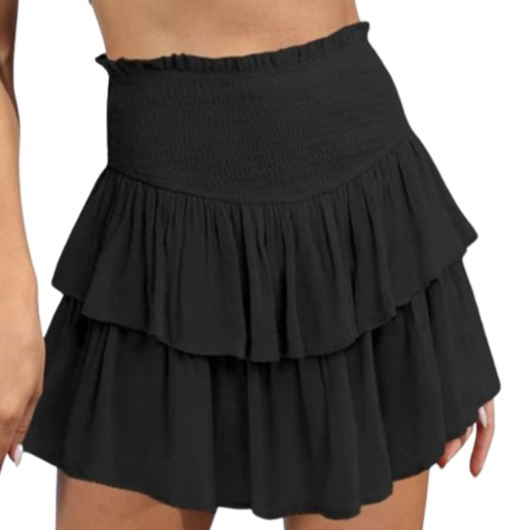 Chic smocked skort in 9 colors, blending skirt flair with shorts comfort for the modern, active woman. Perfect for any occasion!