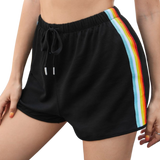 Sporty yet chic Side Stripe Drawstring Shorts perfect for casual days out or cozy lounging. Adjustable fit with vibrant style.