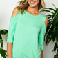 Stylish green plus size cold shoulder top for casual outings