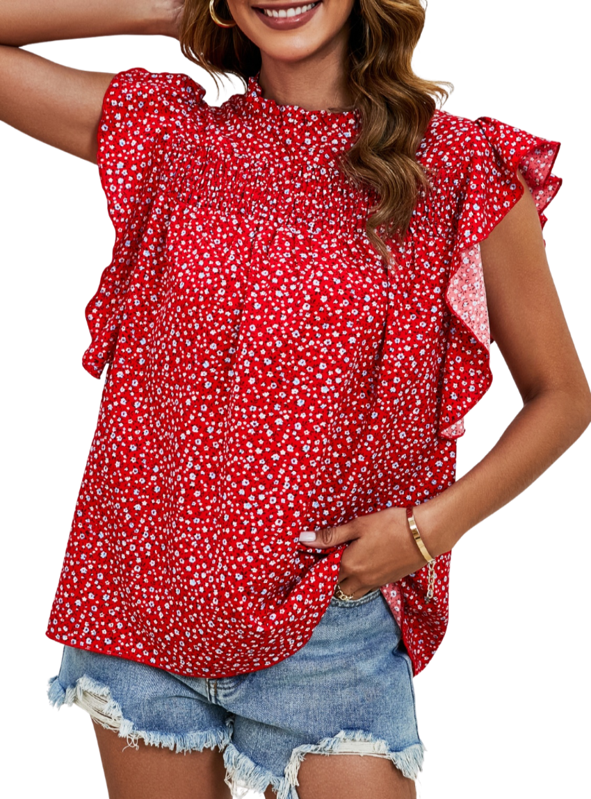 Chic Ruffled Floral Blouse in 5 colors, perfect for day-to-night style. Elevate your wardrobe with this versatile, feminine top.