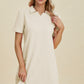 Ivory textured dress with short sleeves and collar