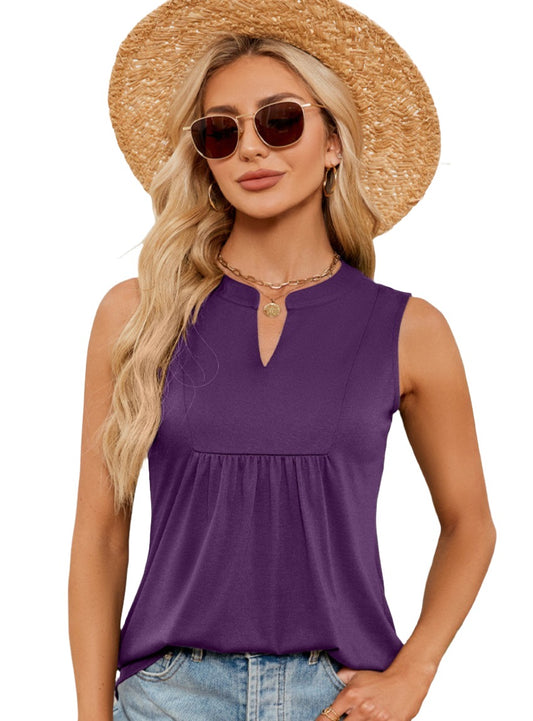 Stylish purple sleeveless blouse for summer