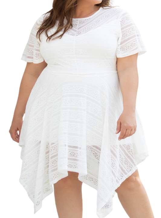 Shop the Plus Size Lace Trim Dress - a blend of comfort, elegance, and style perfect for every occasion. Feel beautiful and confident.