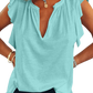 Chic Ruffled Notched Cap Sleeve T-Shirt in white, pink, sage & blue. Perfect blend of comfort & style for every occasion. Shop now!