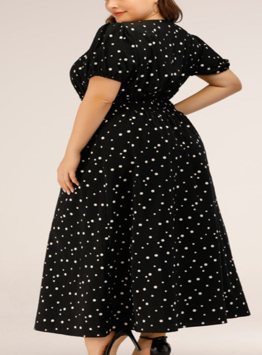 Shop the Plus Size Polka Dot Dress for a timeless, elegant look. Perfect fit with breathable fabric for all-day comfort and style.