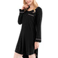 Classic black nightgown falling just above the knee.