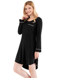 Classic black nightgown falling just above the knee.