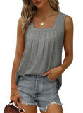 Chic Ruched Square Neck Tank in 6 colors. Perfect blend of style & comfort for any occasion. Elevate your wardrobe with this versatile top!