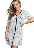 white cotton nightgown with star print pattern